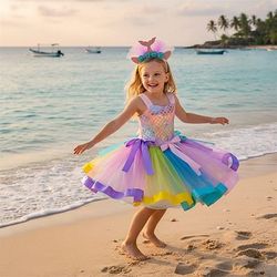 Sirena Principessa Vestito Costume per festa a tema Film Cosplay for Ragazze Bambini Halloween Carnevale Mascherata Feste Ferie Festival