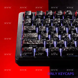 XVX Carbon Fiber Pattern Keycaps Black Side Print Cherry Profile Non-Transparent for Cherry MX Switches Keyboard Keycap