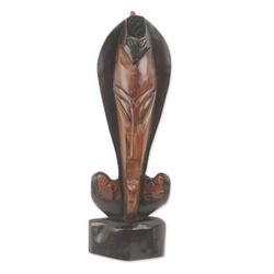 African mask sculpture, 'Fish for Abundance'