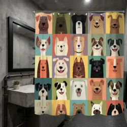 cute pet day shower curtain from pet market series with hooks for bathtub bathroom home decor Enhance spatial aesthetics
