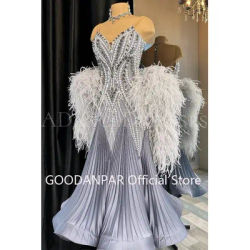 Custom GOODANPARWomen swing tango waltz Smooth us 8 dance competition dress Modern Dancewear grey