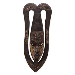 Love Each Other,'African Sese Wood and Aluminum Plated Mask'