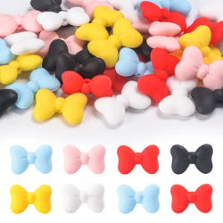 LOFCA 6PCS Silicone Bowknot Beads For Jewelry Making To Make Bracelets DIY Necklace Jewelry Accessories For Baby Teething