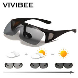 VIVIBEE pêche photochromique polarisé rabattable lunettes de soleil hommes en plein air UV400 Vision nocturne conduite carré changement de couleur lunettes