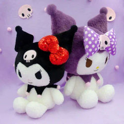 Sanrio Kuromi Plush Toy Lolita Princess Dress Ragdoll Cartoon Animal Plush Pillows Doll Bedroom Decorations Girl Christmas Gifts