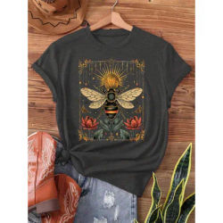 T-shirt Bohème Floral pour Femme - Motif Artistique Vintage, Haut Bohème Décontracté