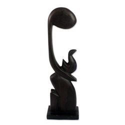 Ebony sculpture, 'Steadfast Love' - Hand Carved Wood Sculpture
