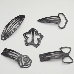 20PCS Black Filigree Star Hair Clips for Girls 7cm Floral Bows Head Metal Snap Hairpins Heart Side Hairgrips Barrettes