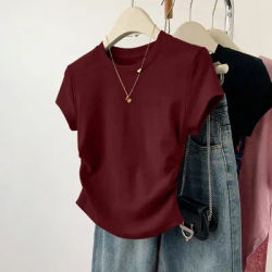 Haut d'été pour femme à taille cintrée, ourlet en U, coupe ajustée et irrégulière, à manches courtes