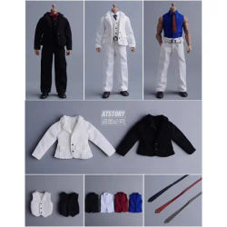 Fanatic 1/12 Male Soldier Suit Vest Pants Tie Shirt Clothes Model Toy Accessories Fit 6'' Action Figure Body In Stock
