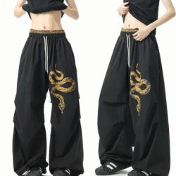 Gothic Style Snake Print Cargo Pants Street Dance Casual All-match Women's Sweatpants New Summer Fashion Trousers Women/Kids