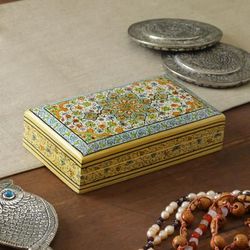 'Mandala-Inspired Spring-Themed Papier Mache Decorative Box'