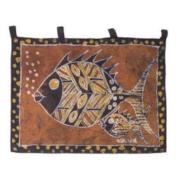 Cotton batik wall hanging, 'Nye Ke Bi'