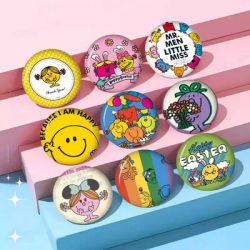 Mr.Men And L-Little M-Miss Cushion Animals Funny Brooches Badge Backpack Clothes Gift Accessory