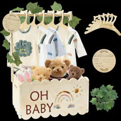 Wood Baby Shower Crate Closet Baby Shower Basket with Handle Practical Multipurpose Gift Basket for Boys Girls New Parents