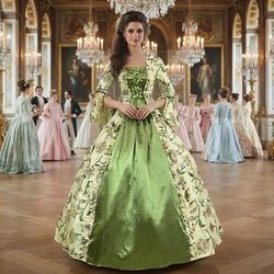 Rococò Vittoriano Medievale Lunghezza al pavimento Vestito Manica del polsino svasato Abito da ballo Costume Per donna Reale Halloween Carnevale Balli di fine anno Feste Carnevale di Venezia Vestito