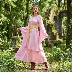 Vittoriano Medievale Rinascimento Lunghezza al pavimento Vestito Strega Fata Linea ad A Costume Per donna Fantasia Halloween Carnevale Mascherata Fiera Rinascimentale LARP Festa a tema retrò Adulti