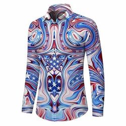 Retrò Vintage Anni '70 Camicia Camicia Aloha Lunghe Hippie Costume Per uomo Mascherata Festival Musicale Feste Abbigliamento quotidiano Adulti Camicia