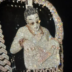 Iced Out Hip-Hop Rapper Pendant Necklace, fully encrusted, dazzling and eye-catching, customizable—come create your own!