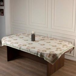 'Palm Tree Cow-Themed Hand-Block Printed Cotton Tablecloth'