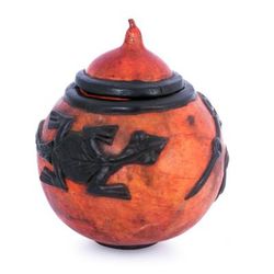 'Animal-Themed Painted Dried Calabash Gourd Decorative Box'