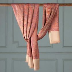 'Orange and Beige Spring-Inspired 100% Modal Shawl from India'