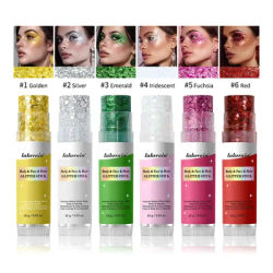 Lakerain Sparkling Gel Highlighter Stick Shiny Sequin Body Face Makeup Glitter Gel for Body And Face