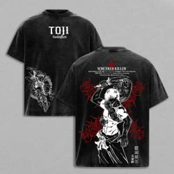 2026 Anime Fushiguro Toji Jujutsu Kaisen Printed T-shirt Men's and Women's Washed T-shirt High Quality Vintage Cotton T-shirt