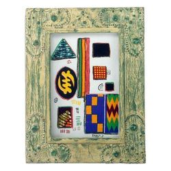 Time,'Signed Abstract Painting from Africa Framed in Repousse'