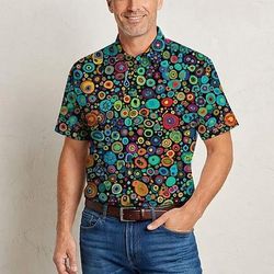Retrò Vintage Hippie Anni '70 Camicia Maniche corte Hippie Astratto Costume Per uomo Festival Musicale Feste Abbigliamento quotidiano Adulti Camicia Primavera Estate