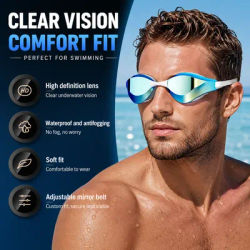 Ensemble de lunettes de natation professionnelles pour adultes, anti-buée, imperméables, avec revêtement HD, lunettes de natation avec bonnet de bain pour hommes et femmes