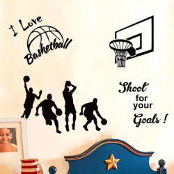 1Pc "I Like Playing Basketball" Basketball Silhouette Player Wall Sticker, Self-Adhesive Pvc Home Decor Sticker, Suitable for Living Room, Cabinets, Bedroom, Dining Room, Bathroom, Entryway, and Wall