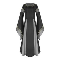 Retrò Vintage Medievale Rinascimento Lunghezza al pavimento Vestito Lunghe Allacciato Collo quadrato Costume Per donna Fantasia Carnevale Fiera Rinascimentale LARP Adulti Vestito