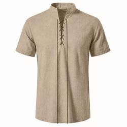 Medievale Rinascimento Camicia Maniche corte Pirata Vichingo Costume Per uomo Vichingo Costumi da pirata Halloween Carnevale Performance LARP Fiera Rinascimentale Adulti Camicia Estate
