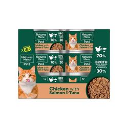 36x85g Chicken with Salmon & Tuna Adult Cans Pâté Natures Menu Wet Cat Food