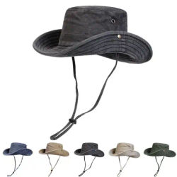 Chapeaux Bob Homme à Grand Bord Lavé, Casquettes de Pêcheur, Chapeaux Décontractés d'Extérieur, Chapeaux de Soleil pour Homme