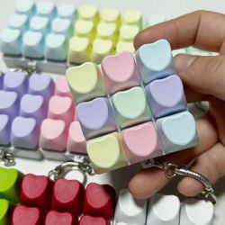 9Keys Heart Button Keycap For Adults Antistress Toys Boys Girls Anti Stress Finger Keyboard Games Snake Chain Keychain