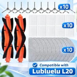 Compatible for Lubluelu L20 Robot Vacuum Cleaner Accessories Main Brush Side Brush HEPA Filter Mop Cloth Replacement Parts Kit