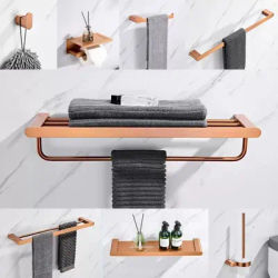 Brushed Rose Gold Bathroom Accessories Toilet Brush Storage Paper Holder Towel Bar Rail Rack Hanger Hook Soap Dish Hardware