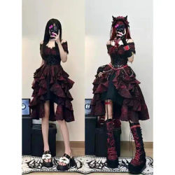 Victorian Gothic Lolita Princess Dress Women Elegant Ruffles Slim Evening Party Dresses Female Japanese Vintage Y2k Fairy Dress