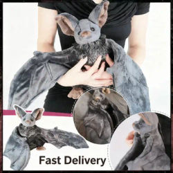 Vivid Stuffed Bat Doll Plush Throw Pillow with Realistic Foldable Wing Seat Cushion Kawaii Halloween Xmas Ornament Bat Dolls