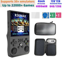 R36 Max Console 4inch IPS Screen Handheld Game Players Open Source Console Retro Pocket Video Player 64G/128G Up to 22000+ Games