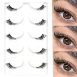 5 pairs Natural Look Curly Half Lashes-Add Volume and Definition to Your Eyes for Dating, Parties, and Stage Makeup-Half Lashes