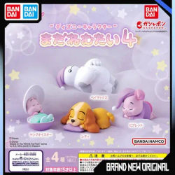 Bandai Disney Action Figures Model Sleep Shaped Ornament Little Pig and Dog Gashapon Ornament Official Genuine Capsule Toys