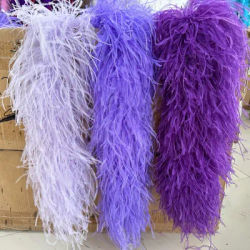 Elegant Purple Ostrich Feather Boa 0.5Meter 6-26Ply Thick Trim for Wedding Party Shawl Clothing Sewing Craft Costume Decoration