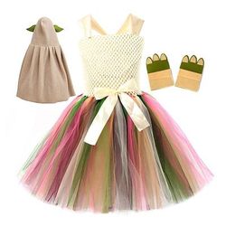 Vestito Costume Cosplay Tutu Fiaba Elfo Baby Yoda Cosplay Halloween Bambini Ragazze Halloween Carnevale Mascherata Feste Halloween Performance Vestirsi