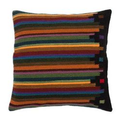 Dreaming in Color,'Multicolor Striped Wool Handwoven Cushion Cover from Peru'