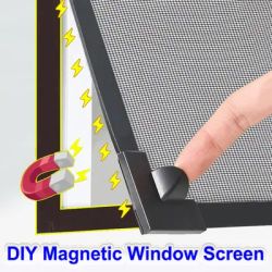 1 Set of Black Magnetic Mosquito Nets AntiMosquito Window Screens with Magnetic Attraction Easy to Install and Cut PVC Accessory