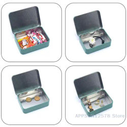 Small Cartoon Tin Box Hairpin Storage Case Rectangular Jewelry Cosmetic Organizer For Candy Pill Hinged Empty Box
