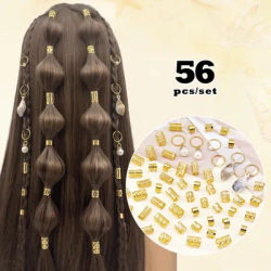 56pcs Luxury Beach Element Hair Rings with White Conch & White Pearls - Summer Adjustable Hair Cuffs, Coastal Boho Jewelry